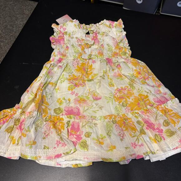 NWT Happily Grey  Kids Toddler Girls Dress Floral Shiny Gold Accent Line Size 3T - Picture 5 of 5